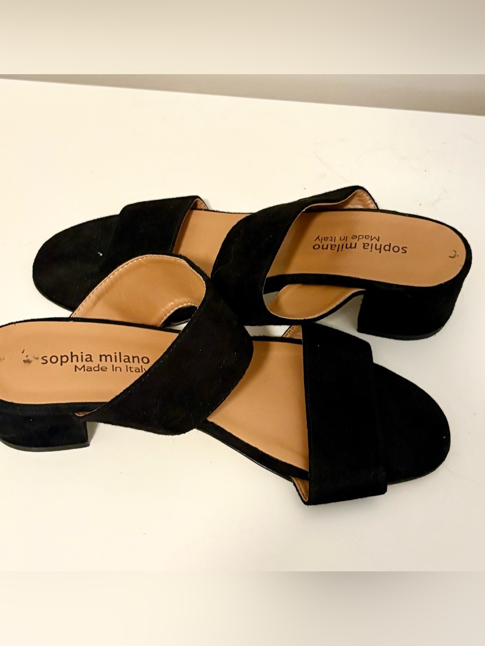 Sophia Milano Black Suede Slide Sandals